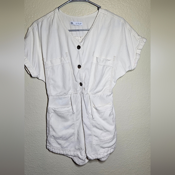 Zara White and Brown Jumpsuit with Relaxed Fit - Picture 2 of 12